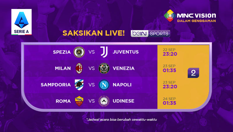 Jadwal Serie A Italia, 23 sampai 24 September 2021